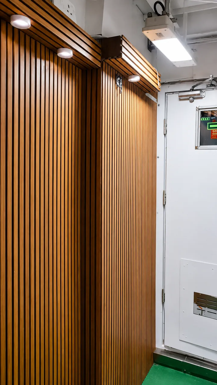 Renewed passage panelling onboard INS Car Nicobar.