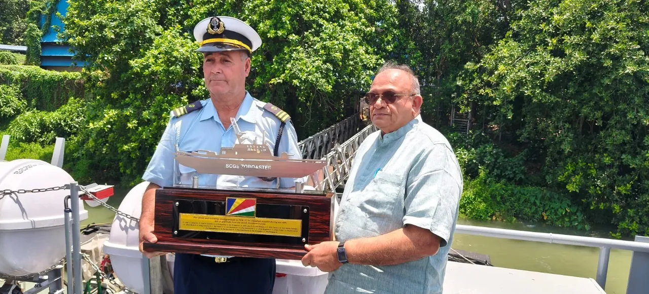 Project plaque presented onboard SCGS Zoroaster.
