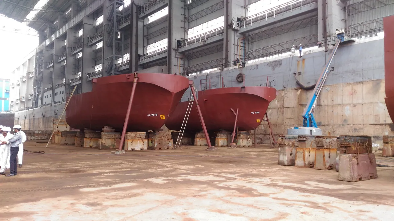 Multiple tug hulls under construction at HSL.