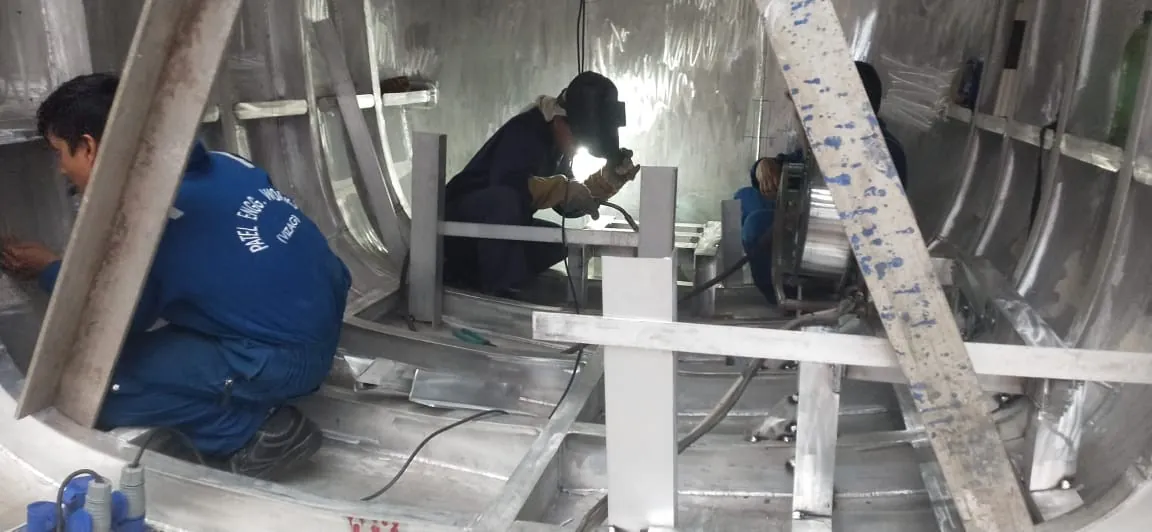 Aluminium fabrication during construction of the electric ferry.