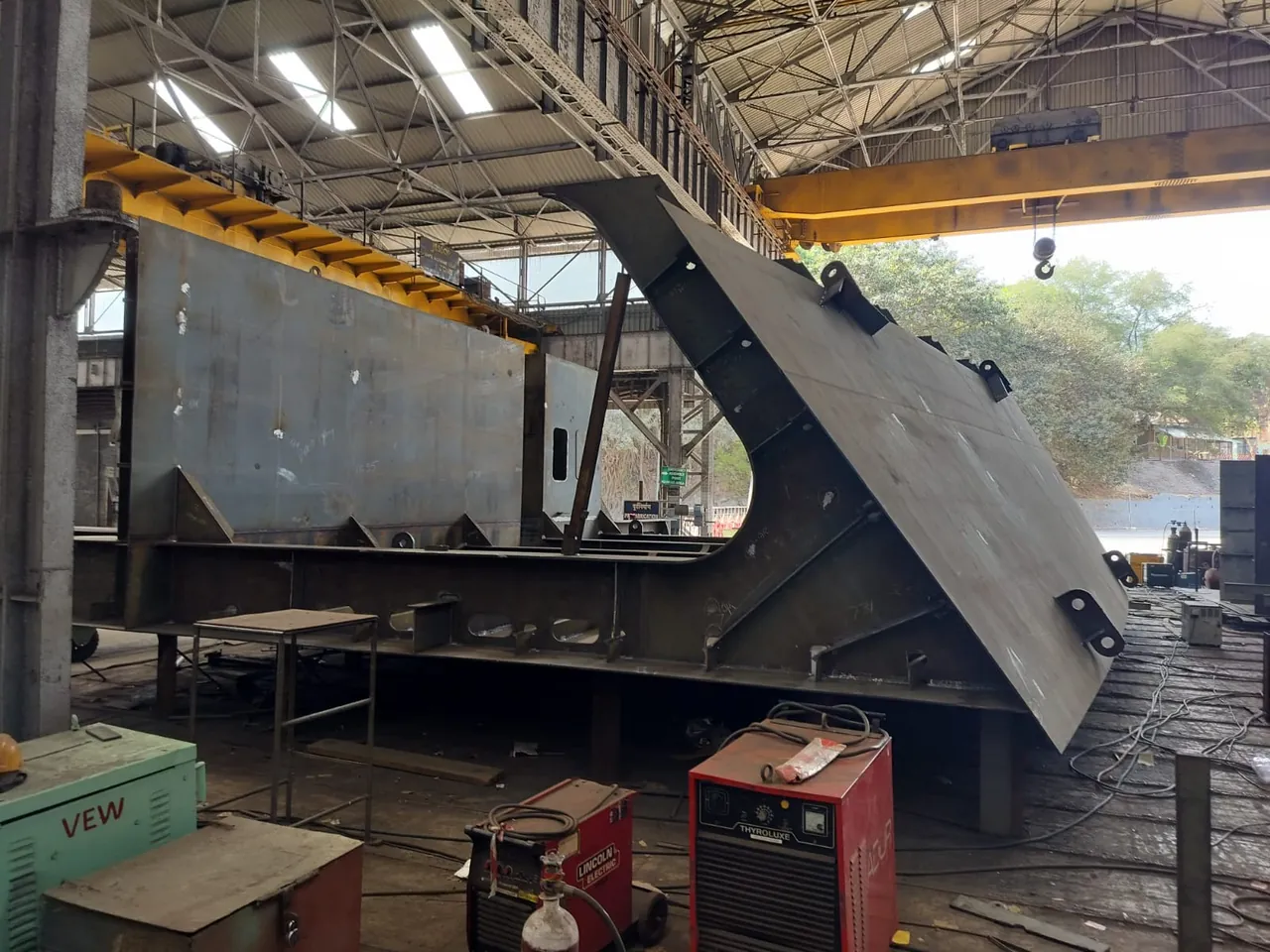 Large shipbuilding block under fabrication.
