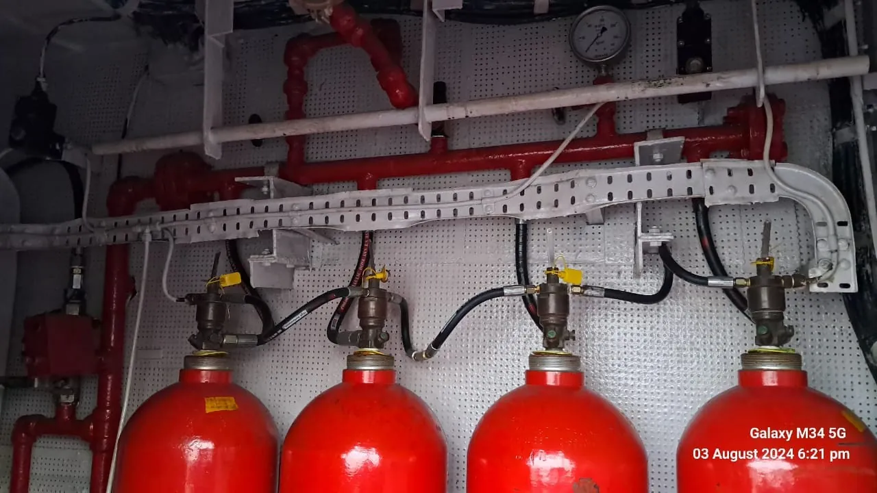 Overhauled CO2 fire-suppression system onboard INS Car Nicobar.