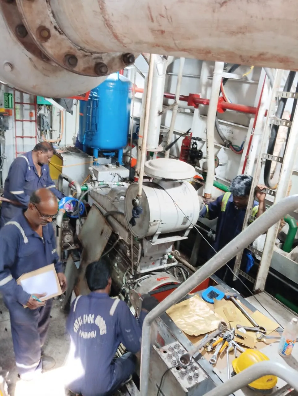 Machinery inspection and repair work onboard INS Astradharini.