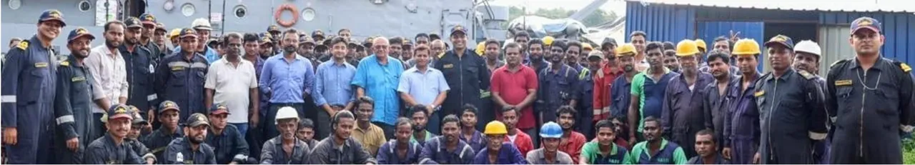 PEWV, GRSE and ship personnel associated with the successful Major Refit of INS Kalpeni.