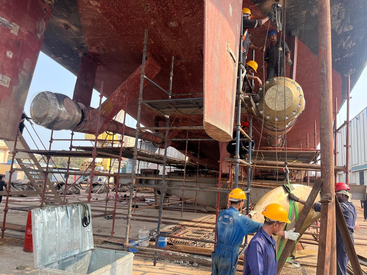 Steel renewal work on a vessel in dry dock